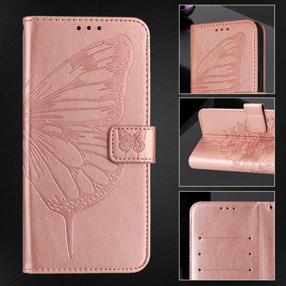 For iPhone 16 Plus Embossed Butterfly Leather Phone Case(Rose Gold) - iPhone 16 Plus Cases by PMC Jewellery | Online Shopping South Africa | PMC Jewellery | Buy Now Pay Later Mobicred