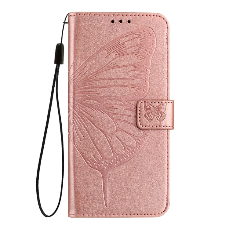 For iPhone 16 Embossed Butterfly Leather Phone Case(Rose Gold) - iPhone 16 Cases by PMC Jewellery | Online Shopping South Africa | PMC Jewellery | Buy Now Pay Later Mobicred