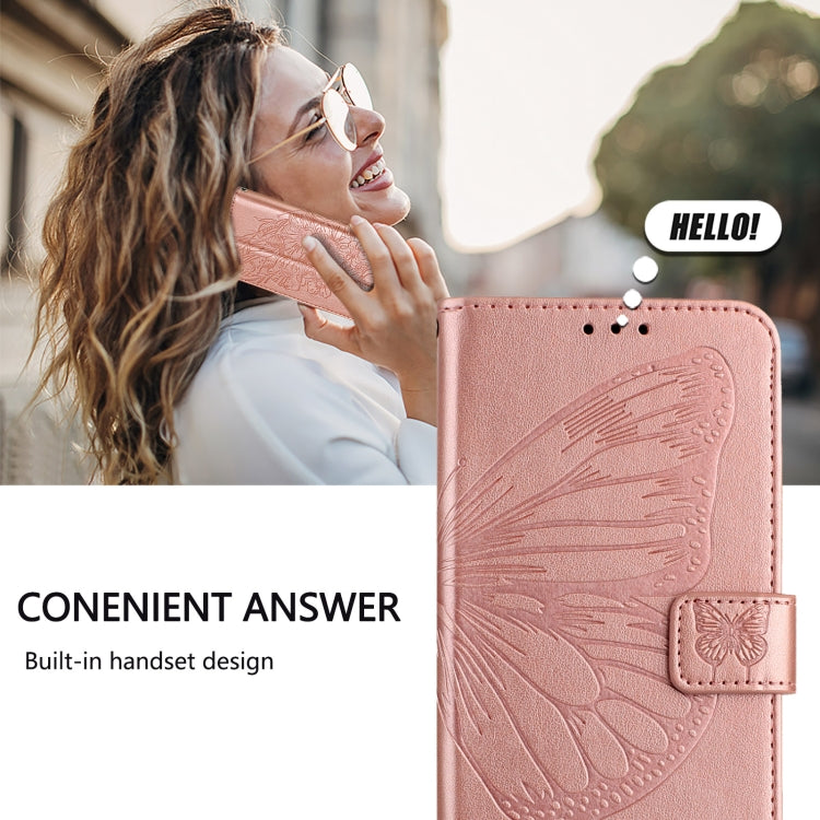 For iPhone 16 Embossed Butterfly Leather Phone Case(Rose Gold) - iPhone 16 Cases by PMC Jewellery | Online Shopping South Africa | PMC Jewellery | Buy Now Pay Later Mobicred