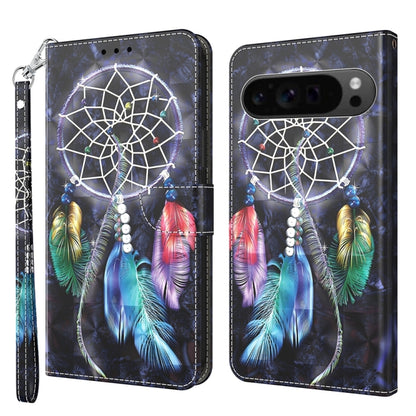 For Google Pixel 9 3D Painted Pattern Leather Phone Case(Colorful Dreamcatcher) - Google Cases by PMC Jewellery | Online Shopping South Africa | PMC Jewellery | Buy Now Pay Later Mobicred