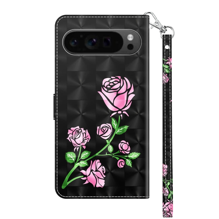 For Google Pixel 9 Pro 3D Painted Pattern Leather Phone Case(Rose) - Google Cases by PMC Jewellery | Online Shopping South Africa | PMC Jewellery | Buy Now Pay Later Mobicred