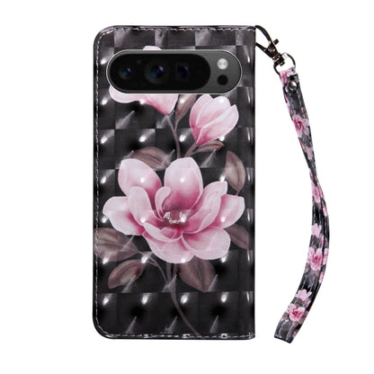 For Google Pixel 9 Pro 3D Painted Pattern Leather Phone Case(Pink Flower) - Google Cases by PMC Jewellery | Online Shopping South Africa | PMC Jewellery | Buy Now Pay Later Mobicred