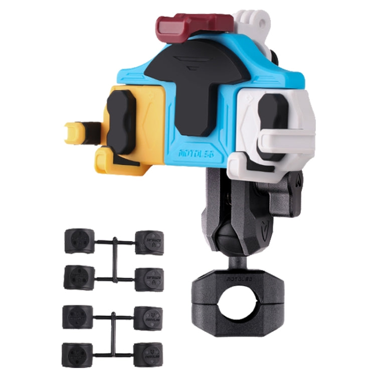 MOTOSLG Crab Motorcycle Phone Clamp Bracket O-Type Rear Mirror Mount(Yellow Blue White) - Holder by MOTOLSG | Online Shopping South Africa | PMC Jewellery | Buy Now Pay Later Mobicred