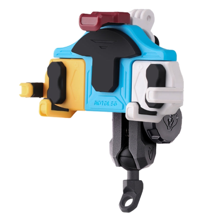 MOTOSLG Crab Motorcycle Phone Clamp Bracket L-Type Rear Mirror Mount with Anti-theft Lock(Yellow Blue White) - Holder by MOTOLSG | Online Shopping South Africa | PMC Jewellery | Buy Now Pay Later Mobicred