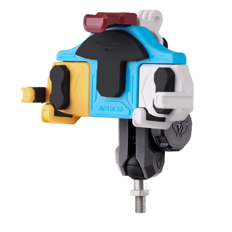 MOTOSLG Crab Motorcycle Phone Clamp Bracket M10 Ballhead Mount with Anti-theft Lock(Yellow Blue White) - Holder by MOTOLSG | Online Shopping South Africa | PMC Jewellery | Buy Now Pay Later Mobicred