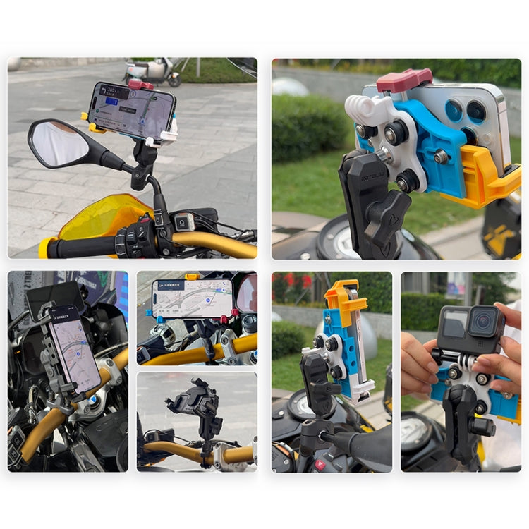MOTOSLG Crab Motorcycle Phone Clamp Bracket L-Type Rear Mirror Mount with Anti-theft Lock(Black) - free shipping - PMC TechLife - Order now!