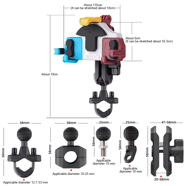 MOTOSLG Crab Motorcycle Phone Clamp Bracket L-Type Rear Mirror Mount with Anti-theft Lock(Black) - Holder by MOTOLSG | Online Shopping South Africa | PMC Jewellery | Buy Now Pay Later Mobicred