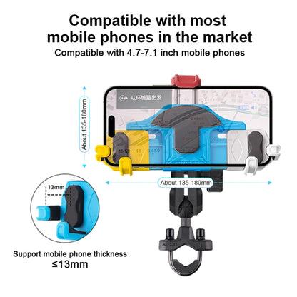 MOTOSLG Crab Motorcycle Phone Clamp Bracket M10 Ballhead Mount(Yellow Blue White) - Holder by MOTOLSG | Online Shopping South Africa | PMC Jewellery | Buy Now Pay Later Mobicred