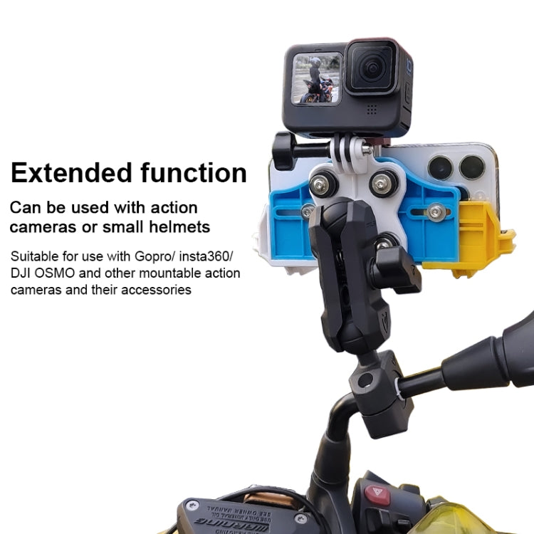 MOTOSLG Crab Motorcycle Phone Clamp Bracket O-Type Rear Mirror Mount with Anti-theft Lock(Yellow Blue White) - free shipping - PMC TechLife - Order now!