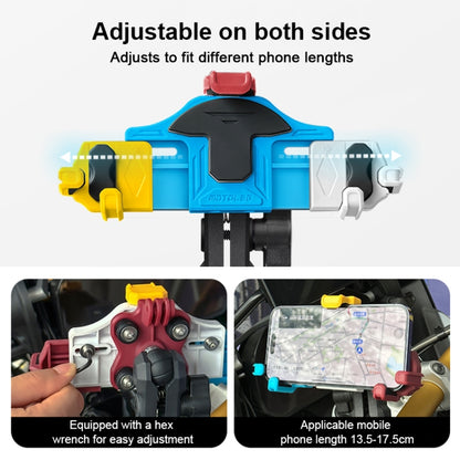 MOTOSLG Crab Motorcycle Phone Clamp Bracket O-Type Rear Mirror Mount with Anti-theft Lock(Yellow Blue White) - Holder by MOTOLSG | Online Shopping South Africa | PMC Jewellery | Buy Now Pay Later Mobicred