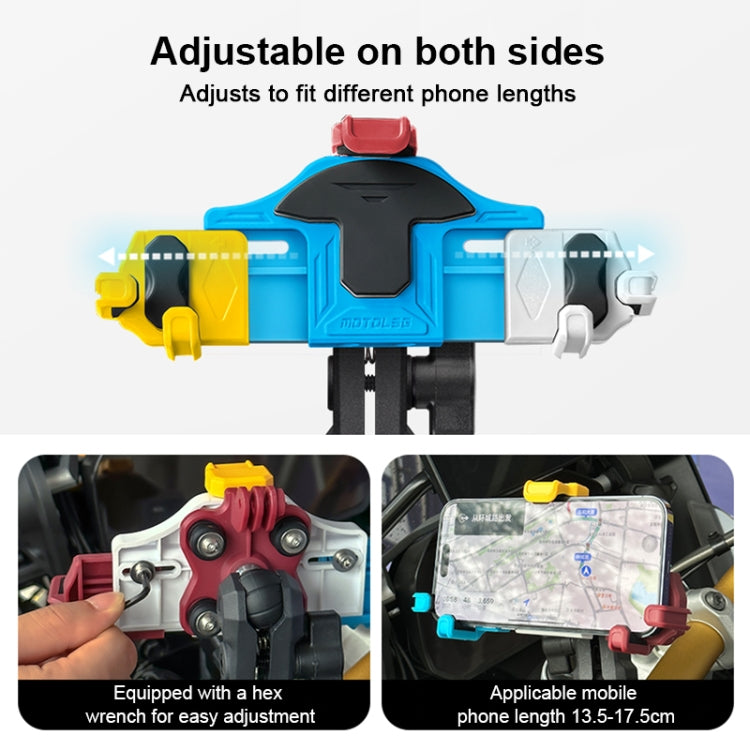 MOTOSLG Crab Motorcycle Phone Clamp Bracket L-Type Rear Mirror Mount with Anti-theft Lock(Yellow Blue White) - Holder by MOTOLSG | Online Shopping South Africa | PMC Jewellery | Buy Now Pay Later Mobicred