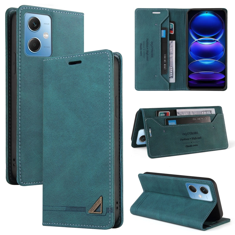 For Xiaomi Redmi Note 12 India/Poco X5 Skin Feel Anti-theft Brush Horizontal Flip Leather Case with Holder(Blue) - Xiaomi Cases by PMC Jewellery | Online Shopping South Africa | PMC Jewellery | Buy Now Pay Later Mobicred