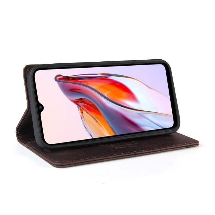 For Xiaomi Redmi 12C/11A Skin Feel Anti-theft Brush Horizontal Flip Leather Case with Holder(Brown) - Xiaomi Cases by PMC TechLife | Online Shopping South Africa | PMC TechLife | Buy Now Pay Later Mobicred
