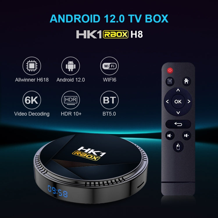 HK1RBOX H8-H618 Android 12.0 Allwinner H618 Quad Core Smart TV Box, Memory:4GB+64GB(UK Plug) - Allwinner H6 by PMC Jewellery | Online Shopping South Africa | PMC Jewellery | Buy Now Pay Later Mobicred