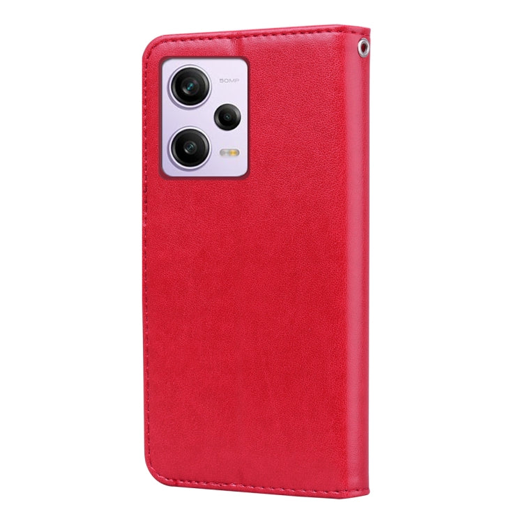 For Xiaomi Redmi Note 12 5G Global/Poco X5 Rose Embossed Flip PU Leather Phone Case(Red) - Xiaomi Cases by PMC Jewellery | Online Shopping South Africa | PMC Jewellery | Buy Now Pay Later Mobicred