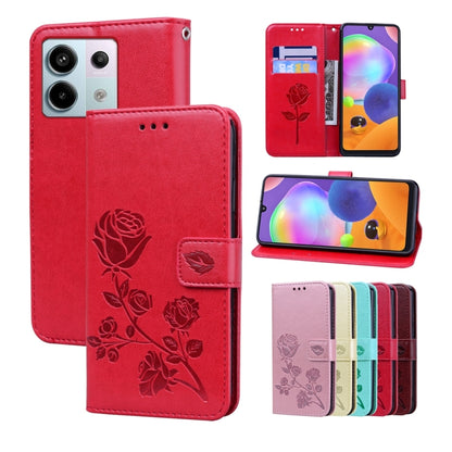 For Xiaomi Redmi Note 13 Pro 5G / Poco X6 Rose Embossed Flip PU Leather Phone Case(Red) - Note 13 Pro Cases by PMC Jewellery | Online Shopping South Africa | PMC Jewellery | Buy Now Pay Later Mobicred