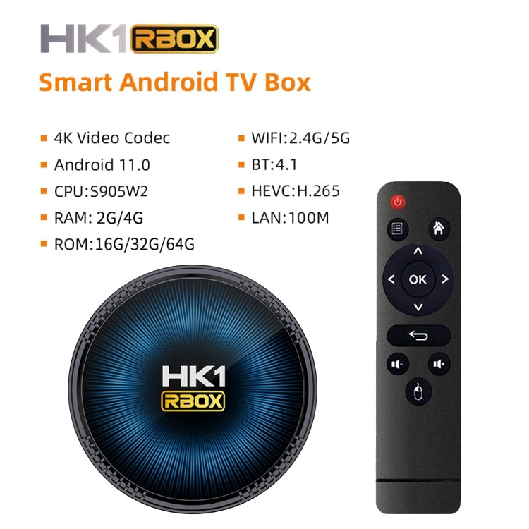 HK1RBOX-W2 Android 11.0 Amlogic S905W2 Quad Core Smart TV Box, Memory:4GB+32GB(US Plug) - Amlogic S905 by PMC Jewellery | Online Shopping South Africa | PMC Jewellery | Buy Now Pay Later Mobicred