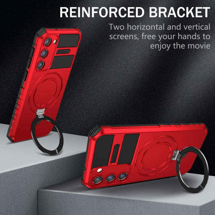 For Samsung Galaxy S23+ 5G MagSafe Magnetic Holder Phone Case(Red) - Galaxy S23+ 5G Cases by PMC TechLife | Online Shopping South Africa | PMC TechLife