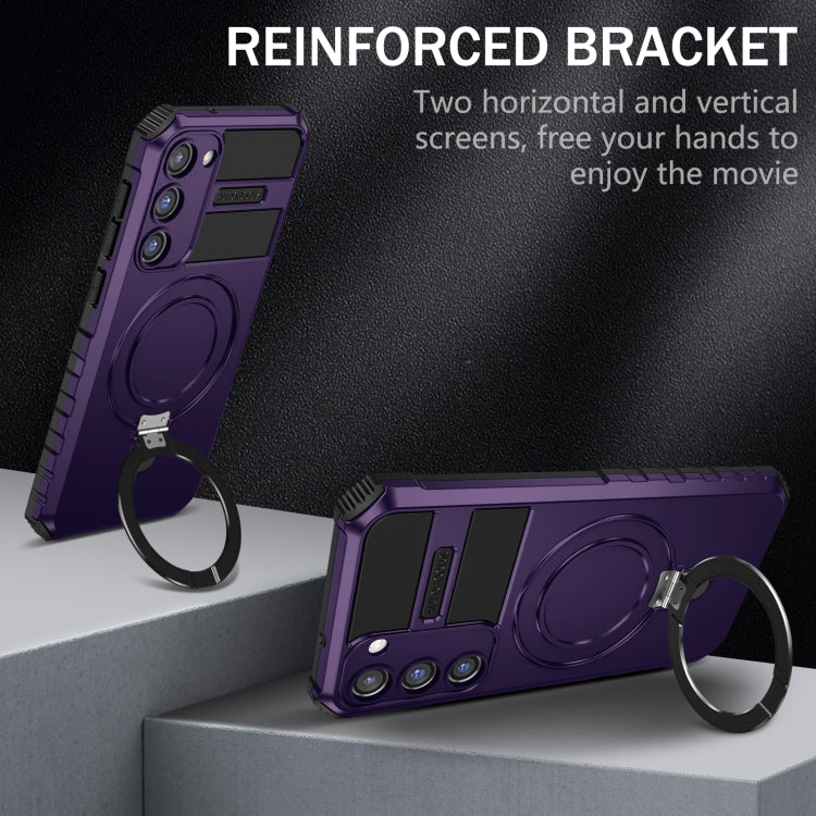 For Samsung Galaxy S23+ 5G MagSafe Magnetic Holder Phone Case(Purple) - Galaxy S23+ 5G Cases by PMC TechLife | Online Shopping South Africa | PMC TechLife