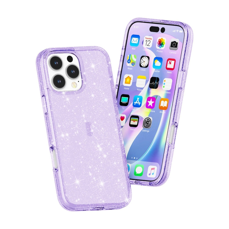 For iPhone 16 Pro Shockproof Terminator Glitter Powder Phone Case(Purple) - iPhone 16 Pro Cases by PMC Jewellery | Online Shopping South Africa | PMC Jewellery | Buy Now Pay Later Mobicred