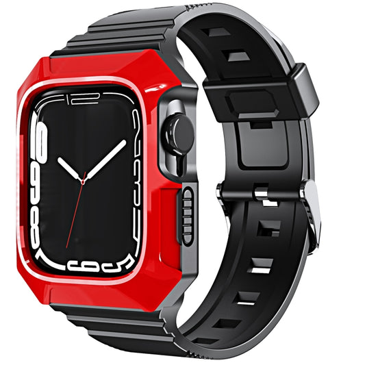 For Apple Watch Ultra 2 49mm PC Rugged Case Integrated TPU Watch Band(Red) - Watch Bands by PMC Jewellery | Online Shopping South Africa | PMC Jewellery | Buy Now Pay Later Mobicred