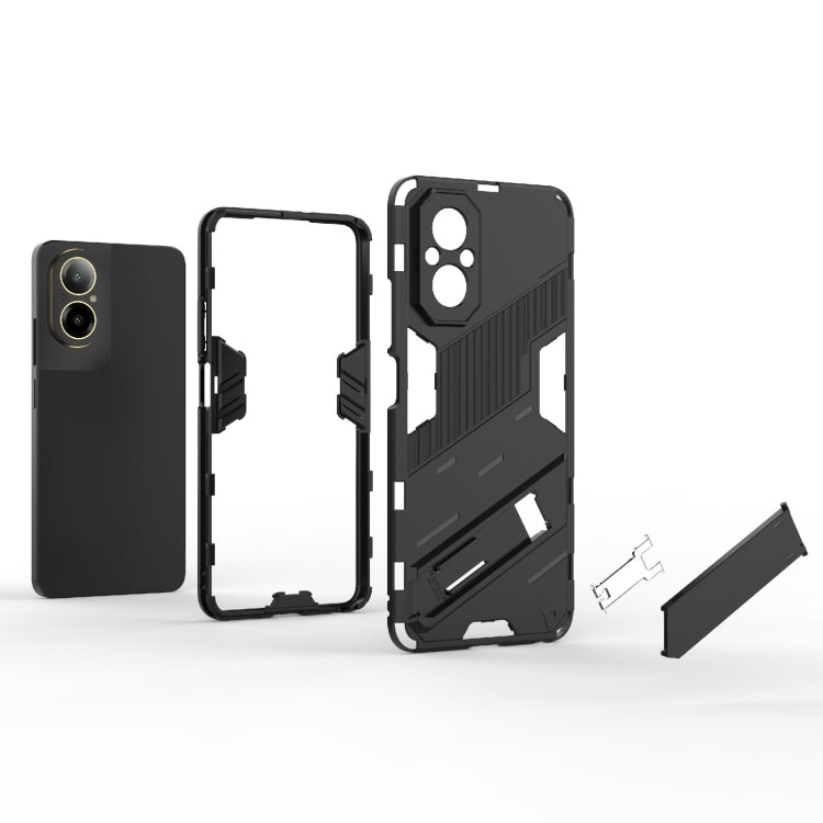 For Realme C67 4G Global Punk Armor 2 in 1 PC + TPU Phone Case with Holder(Black) - Realme Cases by PMC Jewellery | Online Shopping South Africa | PMC Jewellery | Buy Now Pay Later Mobicred