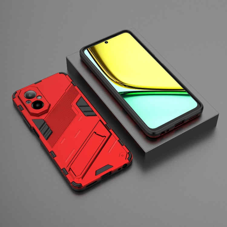 For Realme C67 4G Global Punk Armor 2 in 1 PC + TPU Phone Case with Holder(Red) - Realme Cases by PMC Jewellery | Online Shopping South Africa | PMC Jewellery | Buy Now Pay Later Mobicred