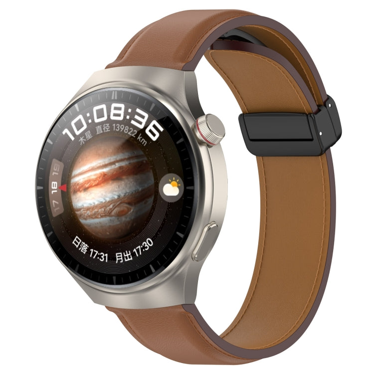 For Huawei Watch 4 / Watch 4 Pro Folding Buckle Genuine Leather Watch Band(Brown) - free shipping - PMc TechLife - Order now!