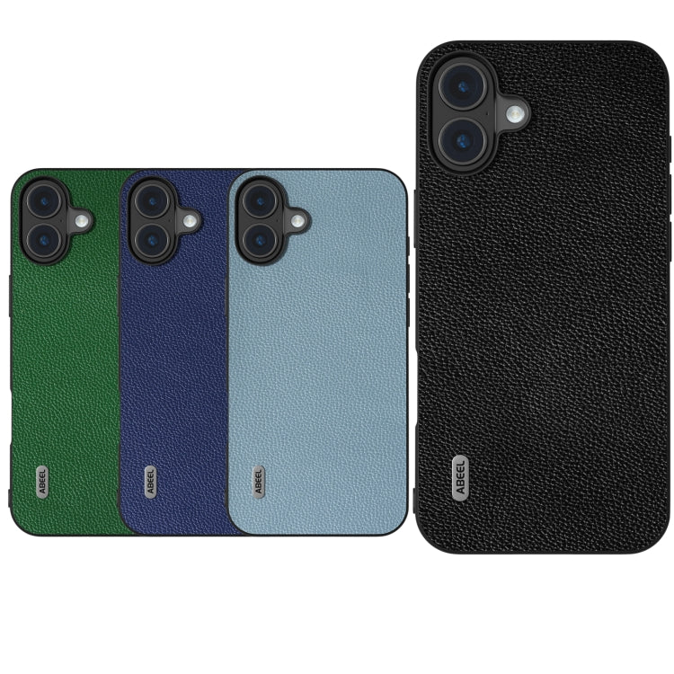 For iPhone 16 Plus ABEEL Black Edge Genuine Leather Mino Phone Case(Royal Blue) - iPhone 16 Plus Cases by PMC Jewellery | Online Shopping South Africa | PMC Jewellery | Buy Now Pay Later Mobicred