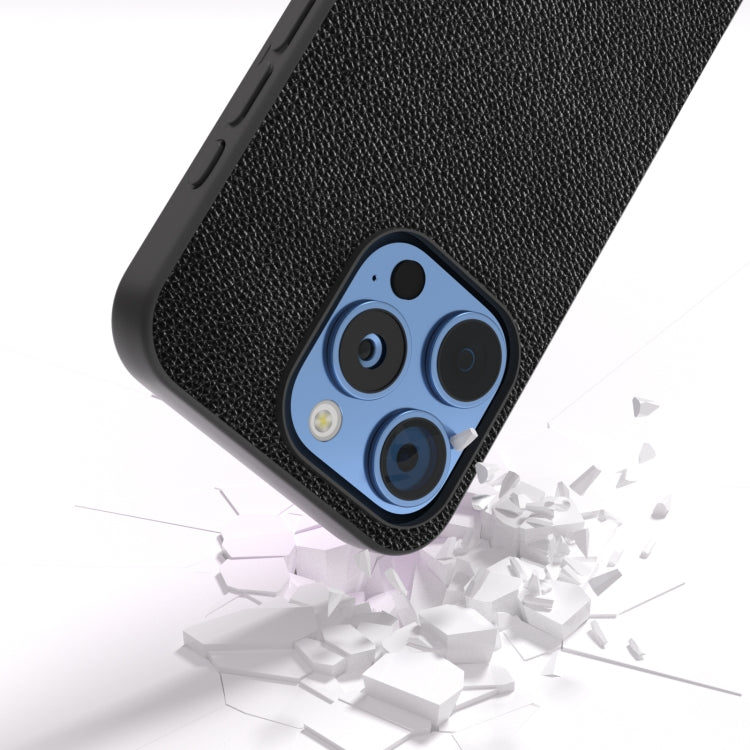 For iPhone 16 Pro ABEEL Black Edge Genuine Leather Mino Phone Case(Black) - iPhone 16 Pro Cases by PMC Jewellery | Online Shopping South Africa | PMC Jewellery | Buy Now Pay Later Mobicred