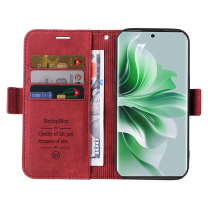 For OPPO Reno11 Pro 5G Global BETOPNICE Dual-side Buckle Leather Phone Case(Red) - Reno11 Pro Cases by BETOPNICE | Online Shopping South Africa | PMC Jewellery | Buy Now Pay Later Mobicred