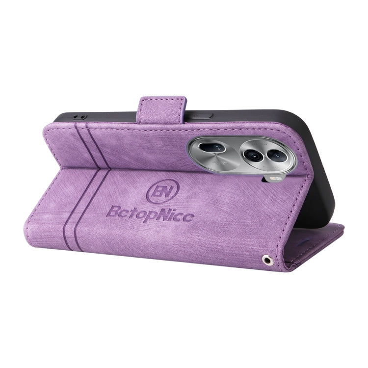 For OPPO Reno11 Pro 5G Global BETOPNICE Dual-side Buckle Leather Phone Case(Purple) - Reno11 Pro Cases by BETOPNICE | Online Shopping South Africa | PMC Jewellery | Buy Now Pay Later Mobicred