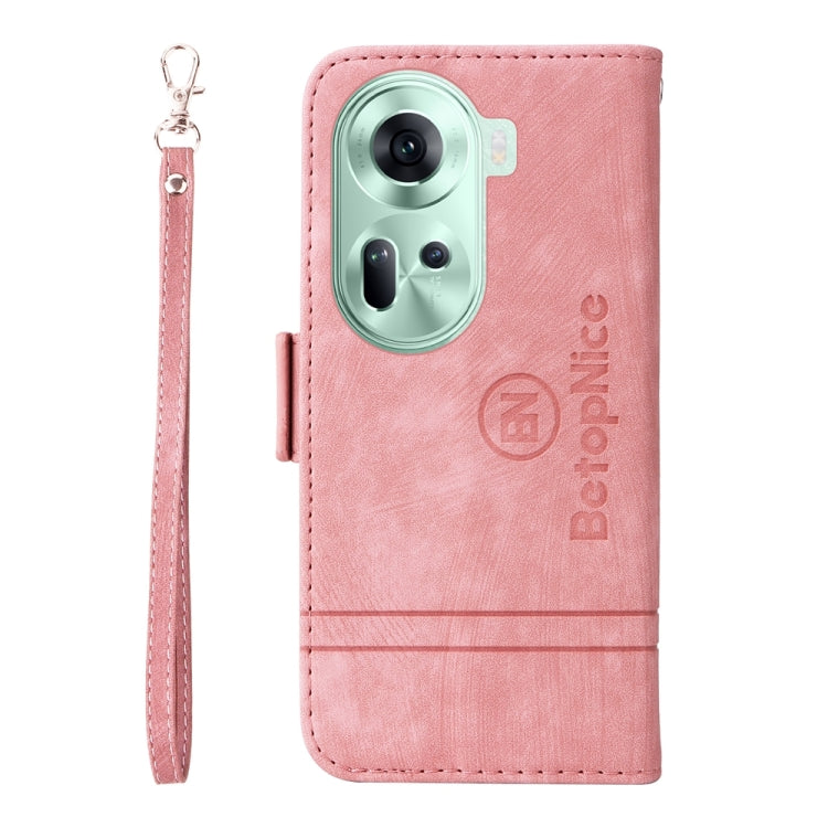 For OPPO Reno11 5G Global BETOPNICE Dual-side Buckle Leather Phone Case(Pink) - Reno11 Cases by BETOPNICE | Online Shopping South Africa | PMC Jewellery | Buy Now Pay Later Mobicred