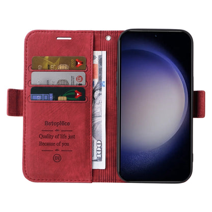 For Samsung Galaxy S24 BETOPNICE Dual-side Buckle Leather Phone Case(Red) - Galaxy Phone Cases by BETOPNICE | Online Shopping South Africa | PMC Jewellery | Buy Now Pay Later Mobicred