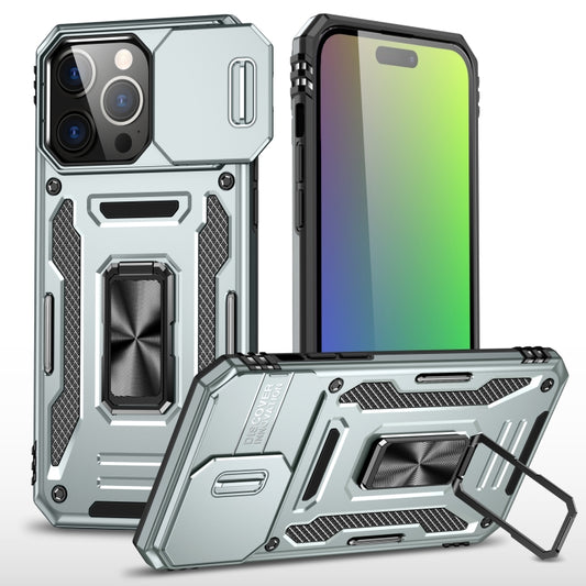 For iPhone 16 Pro Armor PC + TPU Camera Shield Phone Case(Grey) - iPhone 16 Pro Cases by PMC Jewellery | Online Shopping South Africa | PMC Jewellery | Buy Now Pay Later Mobicred