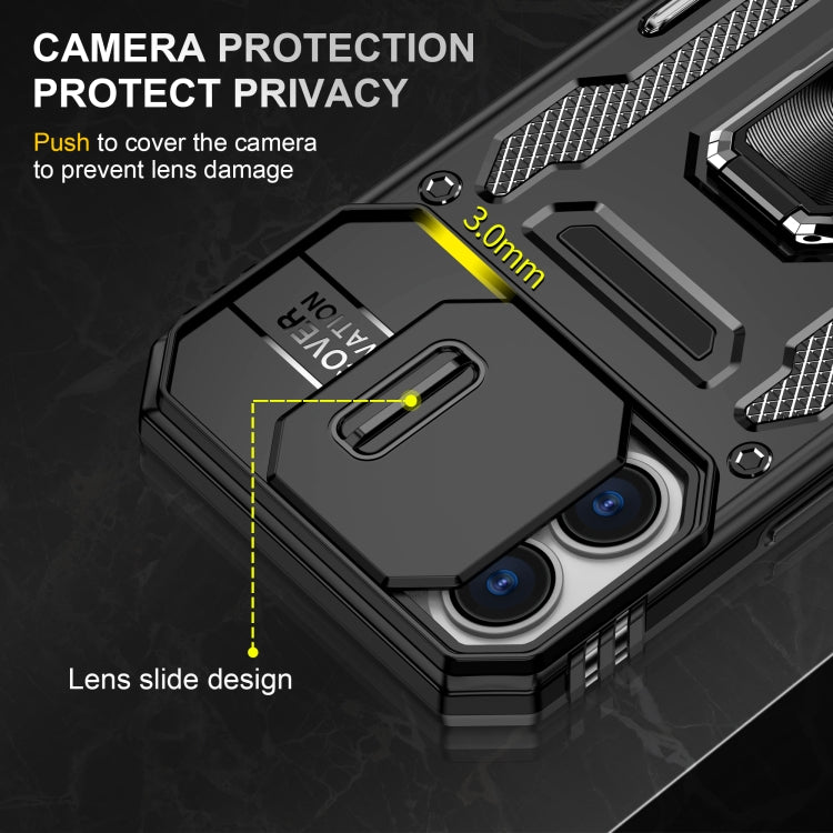For iPhone 16 Plus Armor PC + TPU Camera Shield Phone Case(Black) - iPhone 16 Plus Cases by PMC TechLife | Online Shopping South Africa | PMC TechLife | Buy Now Pay Later Mobicred