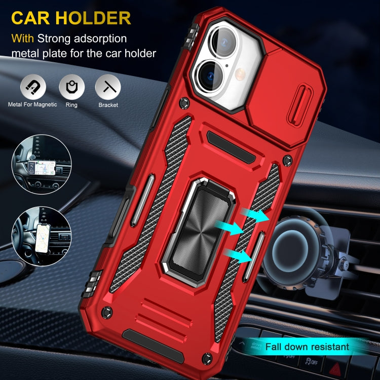 For iPhone 16 Plus Armor PC + TPU Camera Shield Phone Case(Red) - iPhone 16 Plus Cases by PMC Jewellery | Online Shopping South Africa | PMC Jewellery | Buy Now Pay Later Mobicred