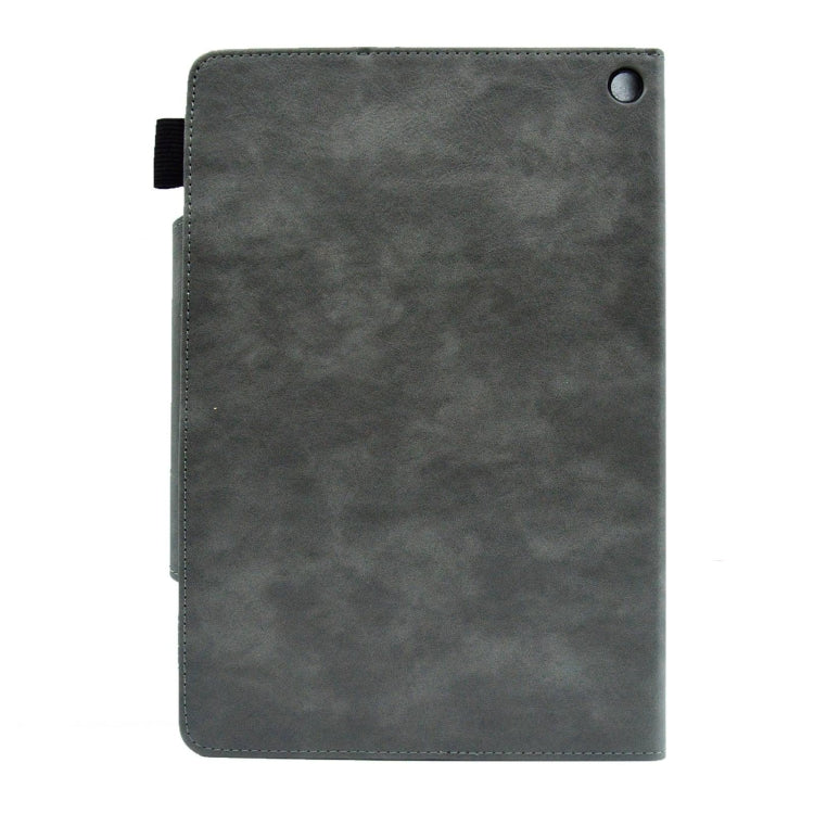 For Amazon Fire Max 11 2023 Suede Cross Texture Magnetic Clasp Leather Tablet Case(Grey) - Amazon by PMC TechLife | Online Shopping South Africa | PMC TechLife | Buy Now Pay Later Mobicred
