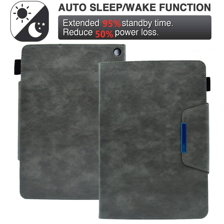 For Amazon Fire Max 11 2023 Suede Cross Texture Magnetic Clasp Leather Tablet Case(Grey) - Amazon by PMC TechLife | Online Shopping South Africa | PMC TechLife | Buy Now Pay Later Mobicred