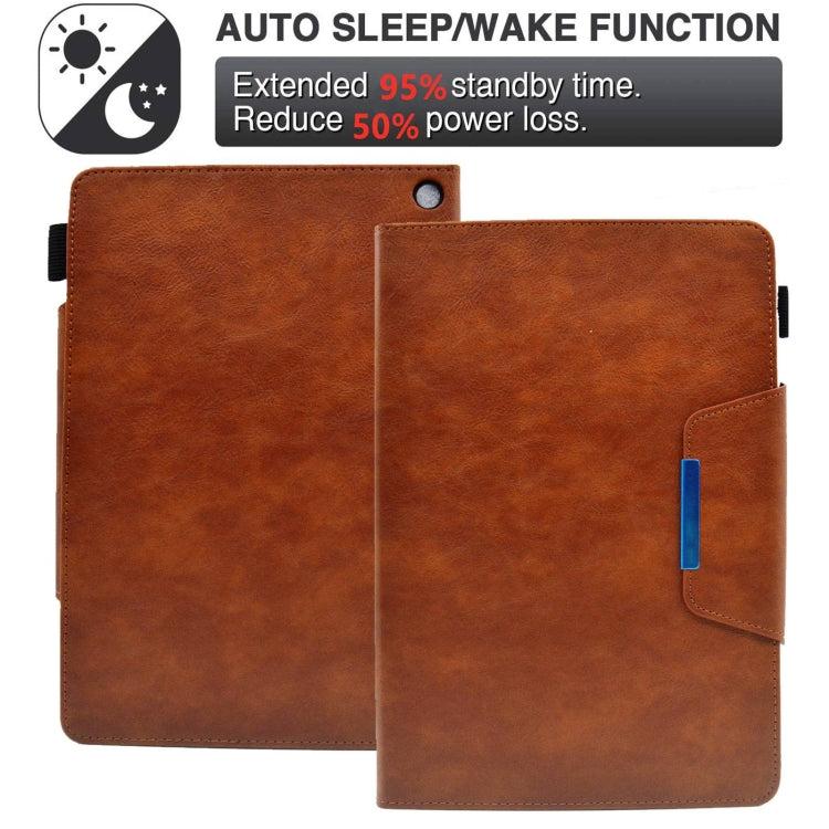 For Amazon Fire Max 11 2023 Suede Cross Texture Magnetic Clasp Leather Tablet Case(Brown) - Amazon by PMC TechLife | Online Shopping South Africa | PMC TechLife | Buy Now Pay Later Mobicred