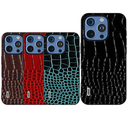 For iPhone 16 Pro Max ABEEL Genuine Leather Crocodile Pattern Black Edge Phone Case(Black) - iPhone 16 Pro Max Cases by PMC Jewellery | Online Shopping South Africa | PMC Jewellery | Buy Now Pay Later Mobicred