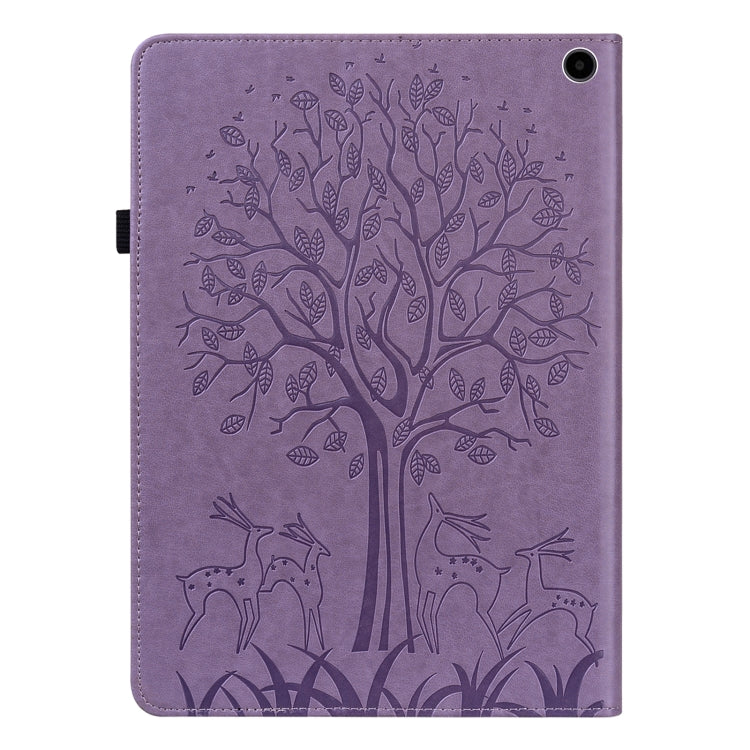 For Amazon Fire Max 11 Tree & Deer Embossed Leather Tablet Case(Purple) - Amazon by PMC TechLife | Online Shopping South Africa | PMC TechLife | Buy Now Pay Later Mobicred