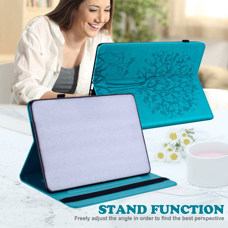 For Amazon Fire Max 11 Tree & Deer Embossed Leather Tablet Case(Blue) - Amazon by PMC TechLife | Online Shopping South Africa | PMC TechLife | Buy Now Pay Later Mobicred