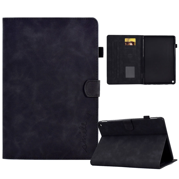 For Amazon Fire Max 11 2023 Embossed Smile Flip Smart Leather Tablet Case(Black) - Amazon by PMC TechLife | Online Shopping South Africa | PMC TechLife | Buy Now Pay Later Mobicred