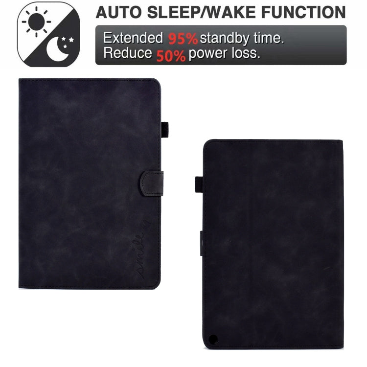 For Amazon Fire Max 11 2023 Embossed Smile Flip Smart Leather Tablet Case(Black) - Amazon by PMC TechLife | Online Shopping South Africa | PMC TechLife | Buy Now Pay Later Mobicred