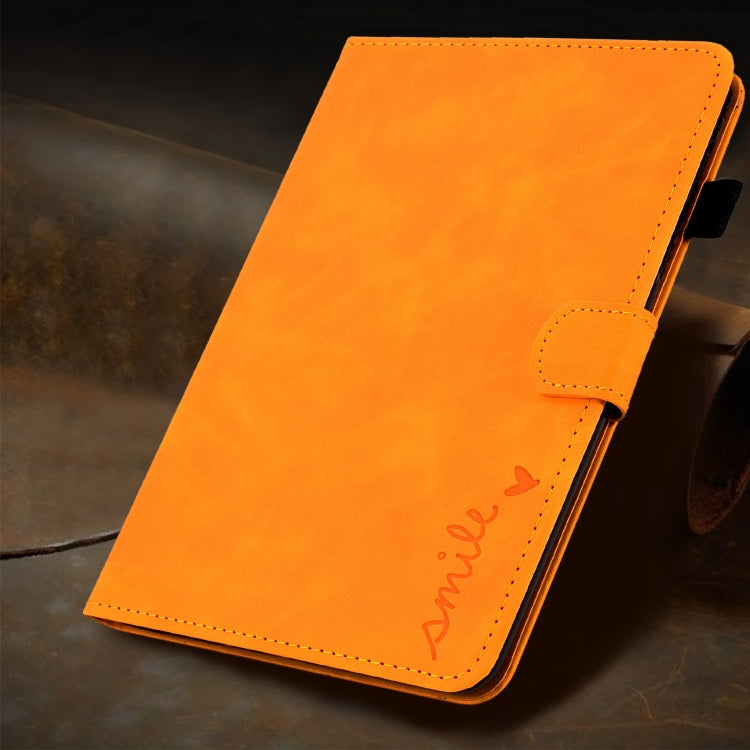 For Amazon Fire Max 11 2023 Embossed Smile Flip Smart Leather Tablet Case(Khaki) - Amazon by PMC TechLife | Online Shopping South Africa | PMC TechLife | Buy Now Pay Later Mobicred