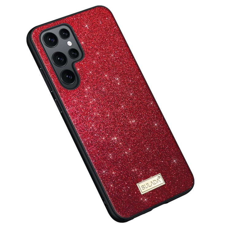 For Samsung Galaxy S24 Ultra 5G SULADA Glittery TPU + Handmade Leather Phone Case(Red) - Galaxy S24 Ultra 5G Cases by SULADA | Online Shopping South Africa | PMC Jewellery | Buy Now Pay Later Mobicred