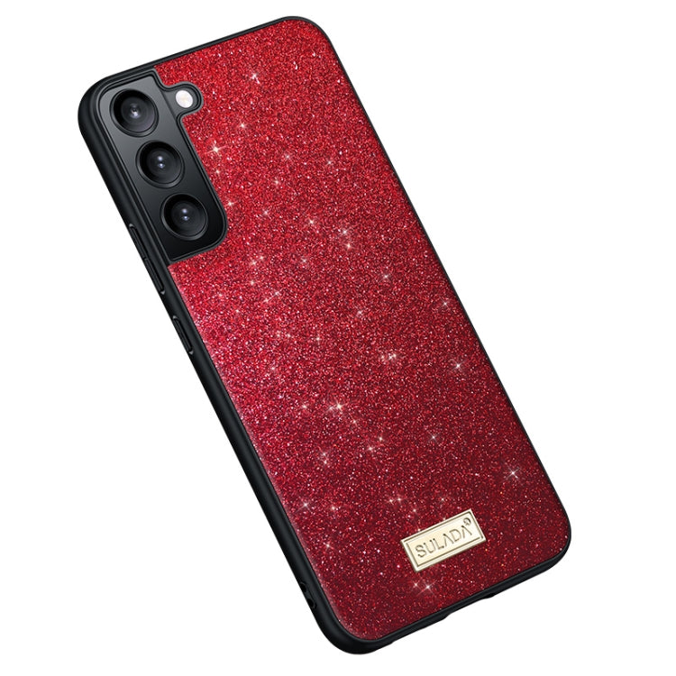 For Samsung Galaxy S24+ 5G SULADA Glittery TPU + Handmade Leather Phone Case(Red) - Galaxy S24+ 5G Cases by SULADA | Online Shopping South Africa | PMC Jewellery | Buy Now Pay Later Mobicred