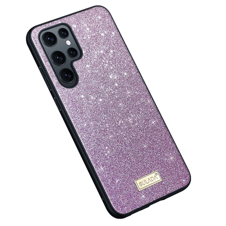 For Samsung Galaxy S25 Ultra 5G SULADA Glittery TPU Hybrid Handmade Leather Phone Case(Purple) - free shipping - PMC Jewellery - Order now!