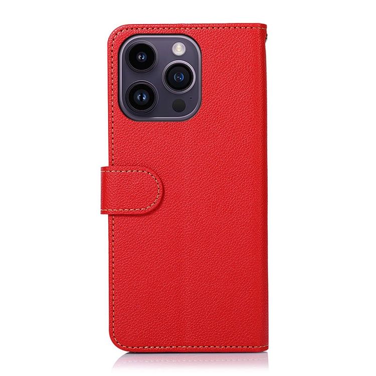 For iPhone 16 Pro KHAZNEH Litchi Texture Leather RFID Phone Case(Red) - iPhone 16 Pro Cases by PMC Jewellery | Online Shopping South Africa | PMC Jewellery | Buy Now Pay Later Mobicred